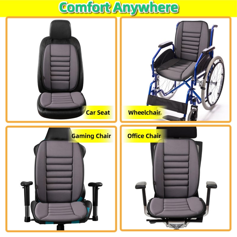 kingphenix Car Seat Cushion with Back Support Pillow: Enhanced Comfort Memory Foam Design for Pain Relief  Ideal for Drivers and Office Use - Ergonomic Lumbar Comfort for Long Sitting - Dark Grey - Image 5